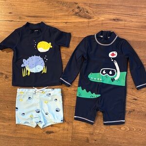 Bundle of 2 toddler boy swim suits, size 18 months, Carter’s